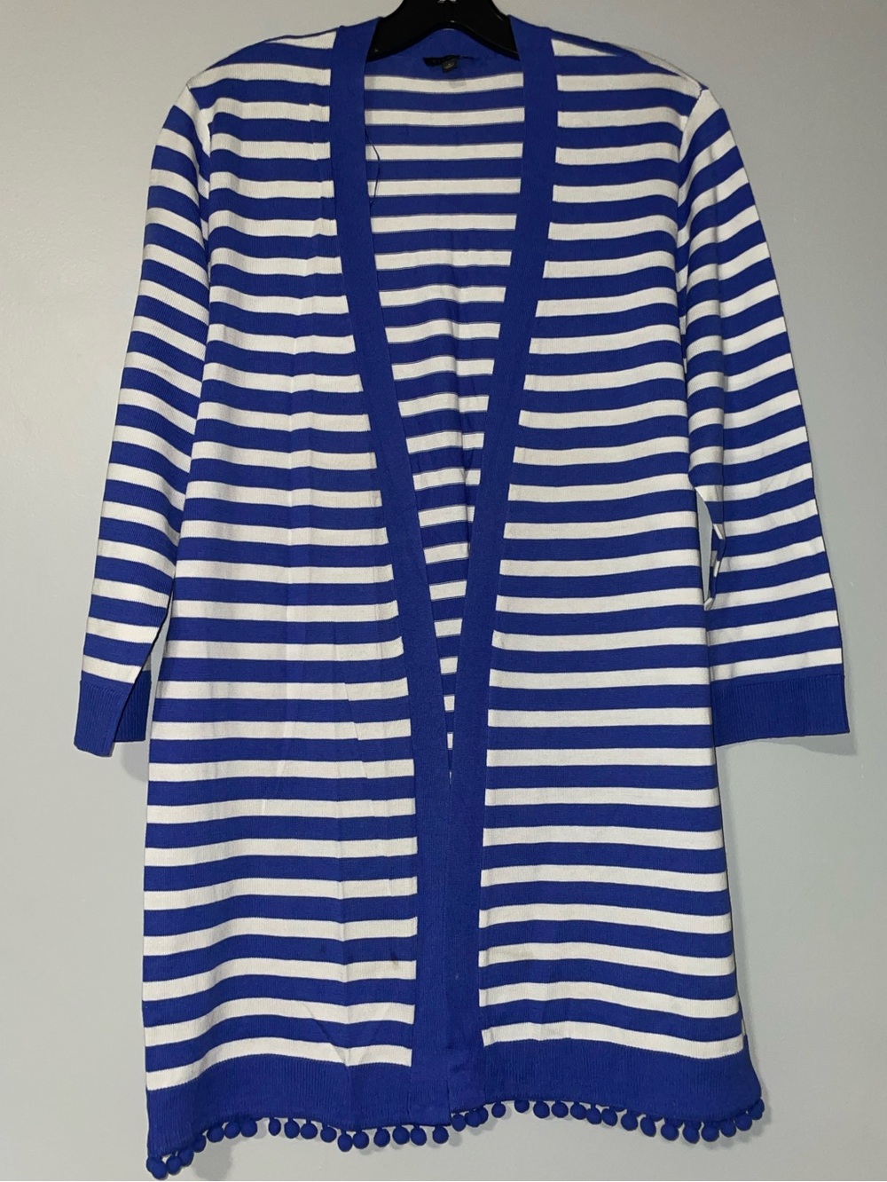 🫐Talbots Blue and White Striped Open-Front Cardigan